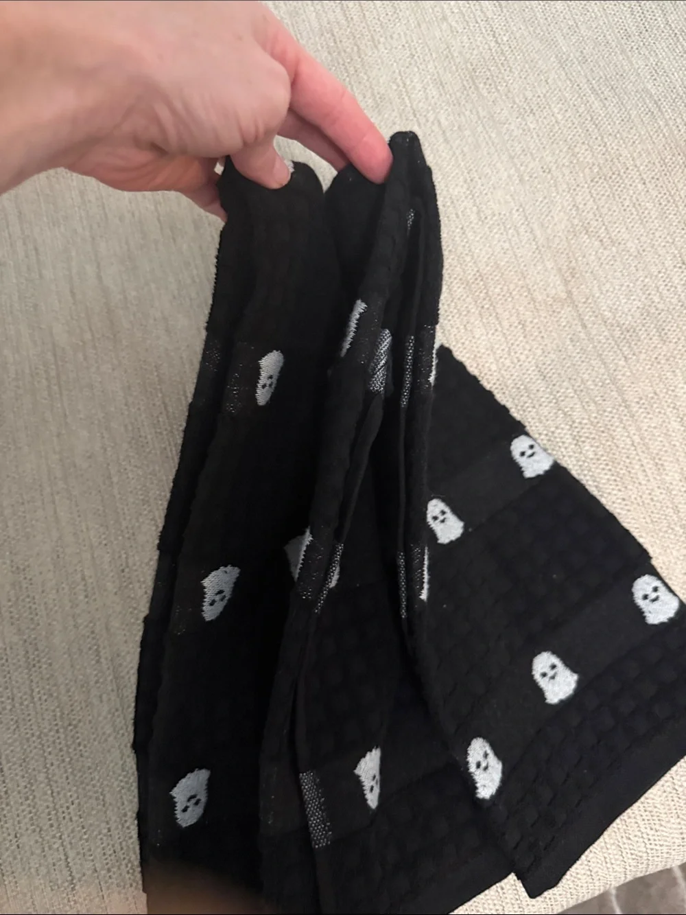 Black Ghost Pattern Hand Towels